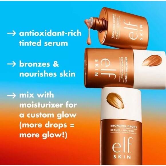 e.l.f. Bronzing Drops Pure Gold New Product NIB 1 Full Sz Can Mix In Moisturizer - Picture 6 of 11